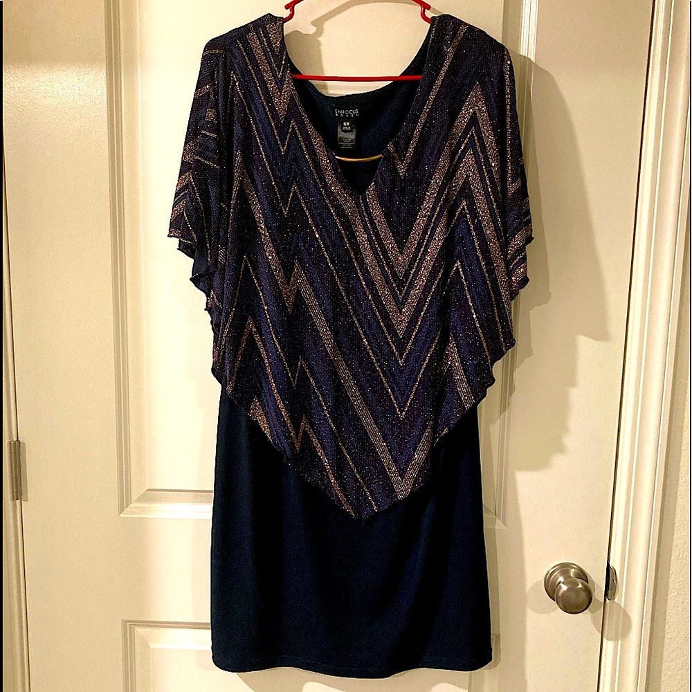 Stunning 16W Enfocus Women Glitter Poncho Sheath Dress